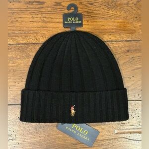 NEW Polo Ralph Lauren Men's Beanie Skull Knit Winter Cap Hat Black NWT